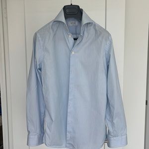 Eton dress shirt. Blue & white stripe. Size 14.5 super slim. Super spread collar